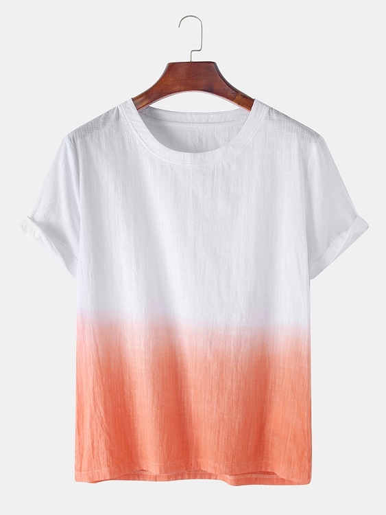 ChArmkpR Men 100% Cotton Gradient Color Casual T-Shirt