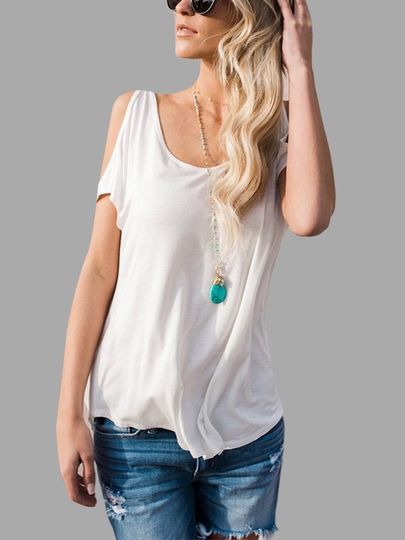 White Cold Shoulder Casual Top