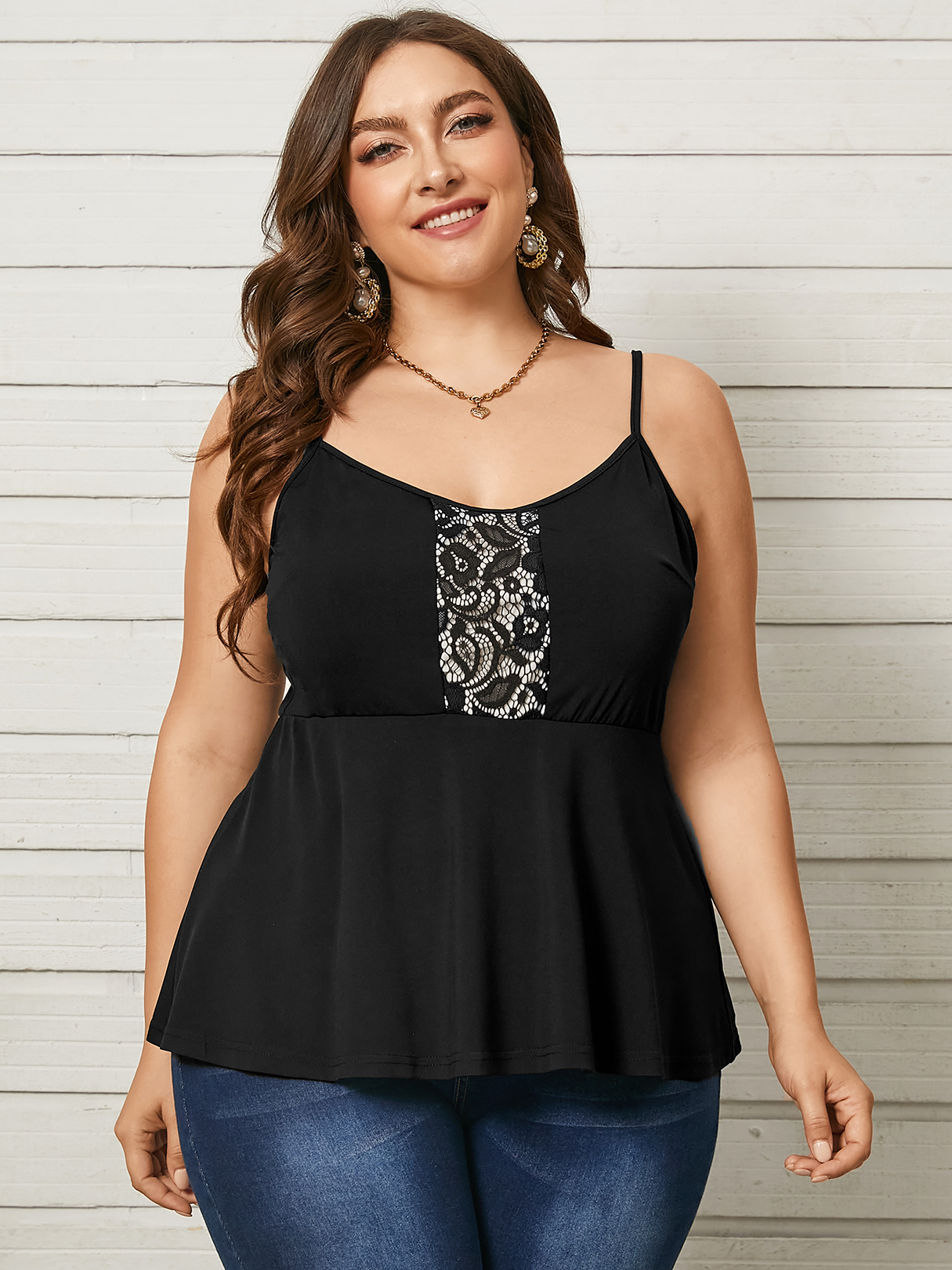 YOINS Plus Size Spaghetti Lace Backless Design Cami
