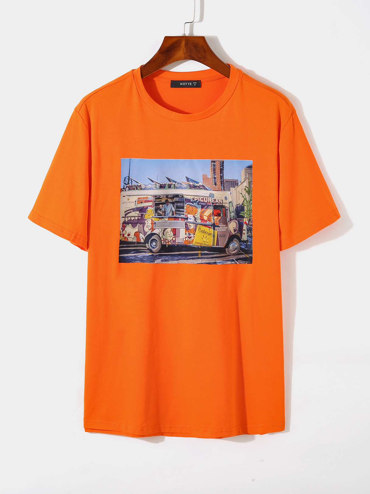 KOYYE Men Casual Car Graphic Print Soft T-Shirt