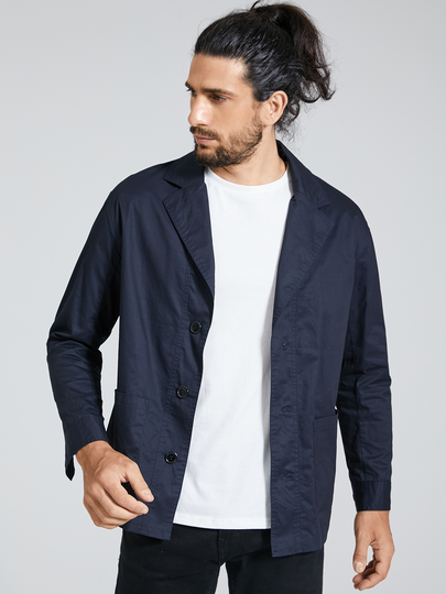 Men Casual Plain Lapel Collar Blazer