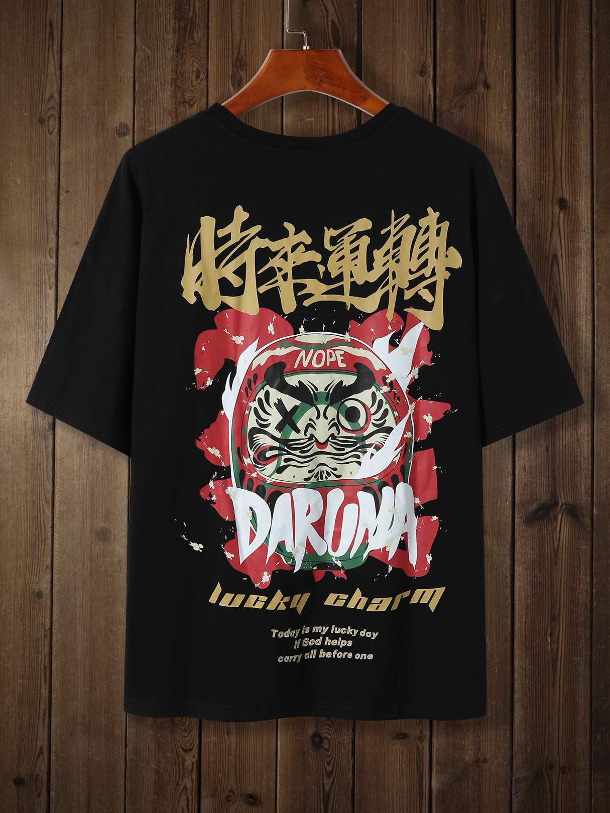 Men 100% Cotton Comfortable Letter Cartoon Graphic T-Shirt