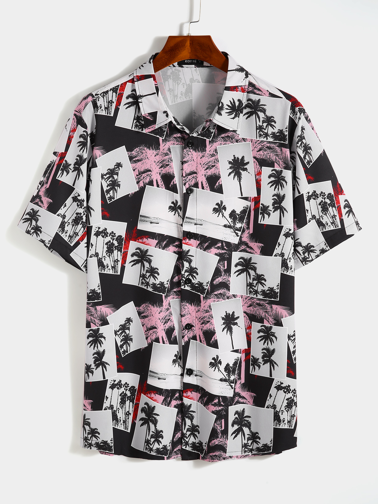 KOYYE Men Holiday Coconut Tree All Over Print Tropical Shirt