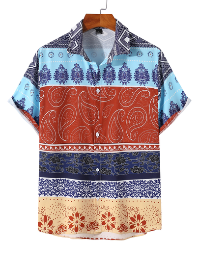 Men Ethnic And Striped Print Shirt