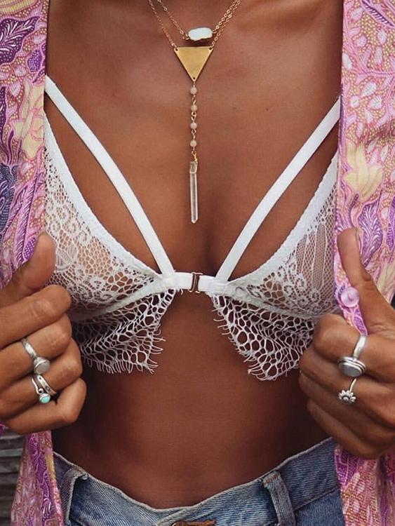 White Delicate Sheer Lace Lingerie Set