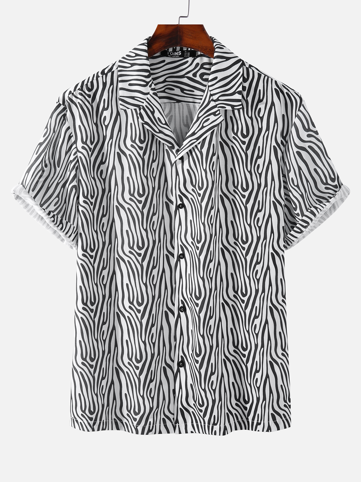 Men Zebra Stripe Print Short Sleeves Shirt