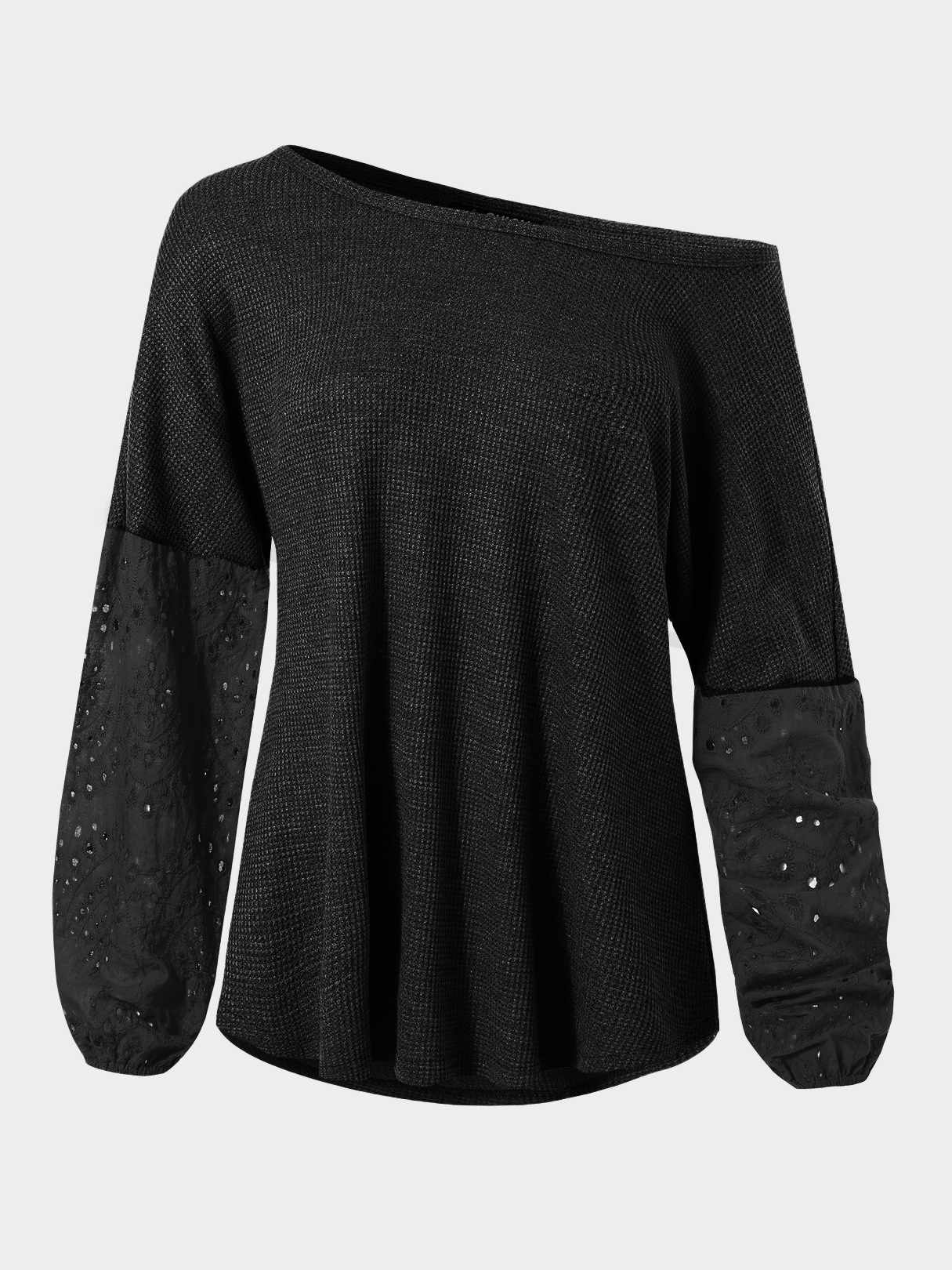 YOINS Black Hollow Design Round Neck Blouse