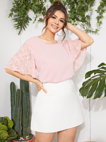 YOINS Plus Size Crew Neck Short Sleeves Blouse