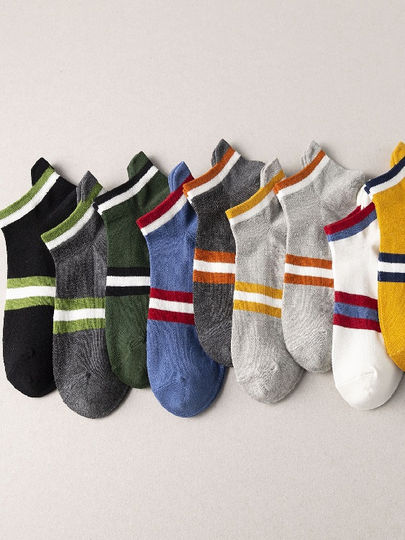 Men Letter Striped Printed Cotton Low Cut Ankle Length Short Socks