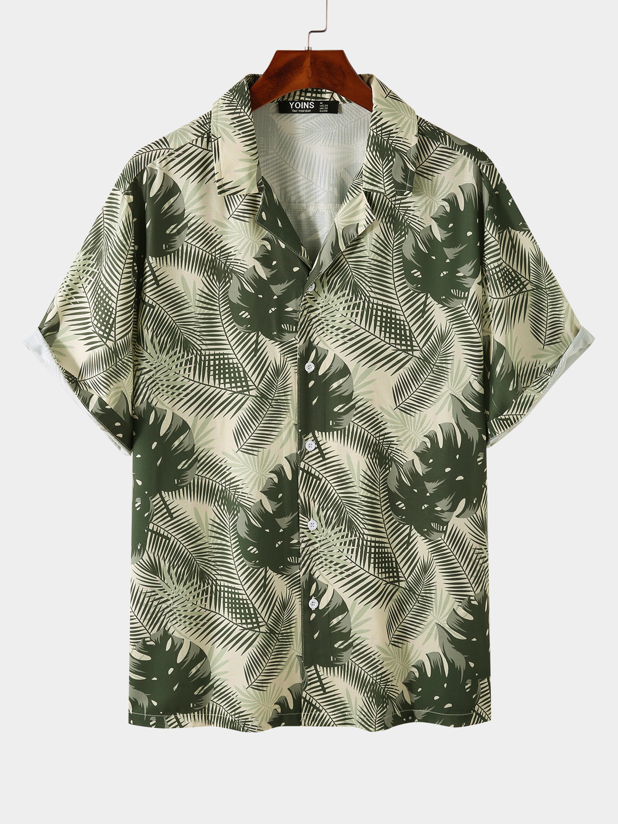Men Tropical Rainforest Leaf Short Sleeve Shirts