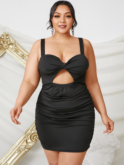 YOINS BASIC Plus Size Spaghetti Backless Design Cut Out Sleeveless Dress