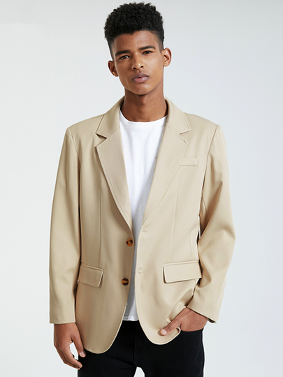 KOYYE Men Casual Single Breasted Flap Pocket Blazer