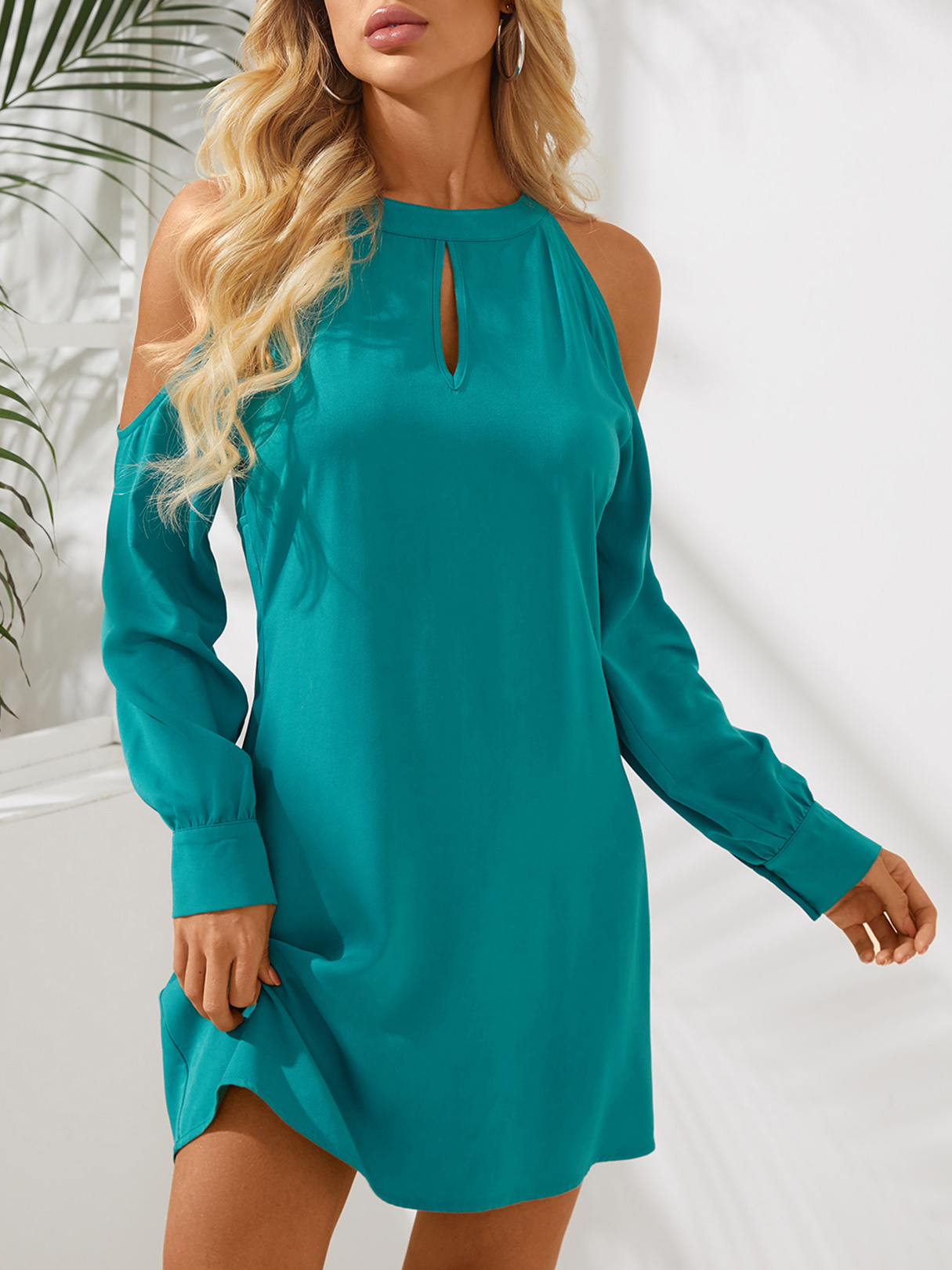 YOINS Cut Out Backless Cold Shoulder Long Sleeves Dress