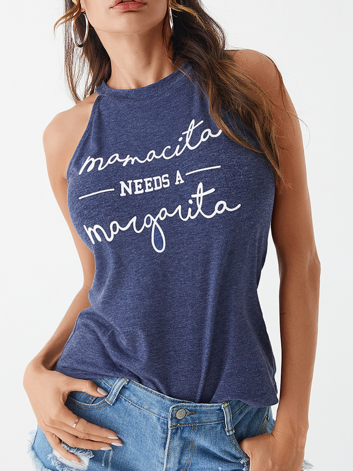 YOINS Letter Print Halter Sleeveless Cami