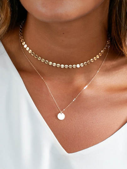 Sequined Detail Double-layer Necklace