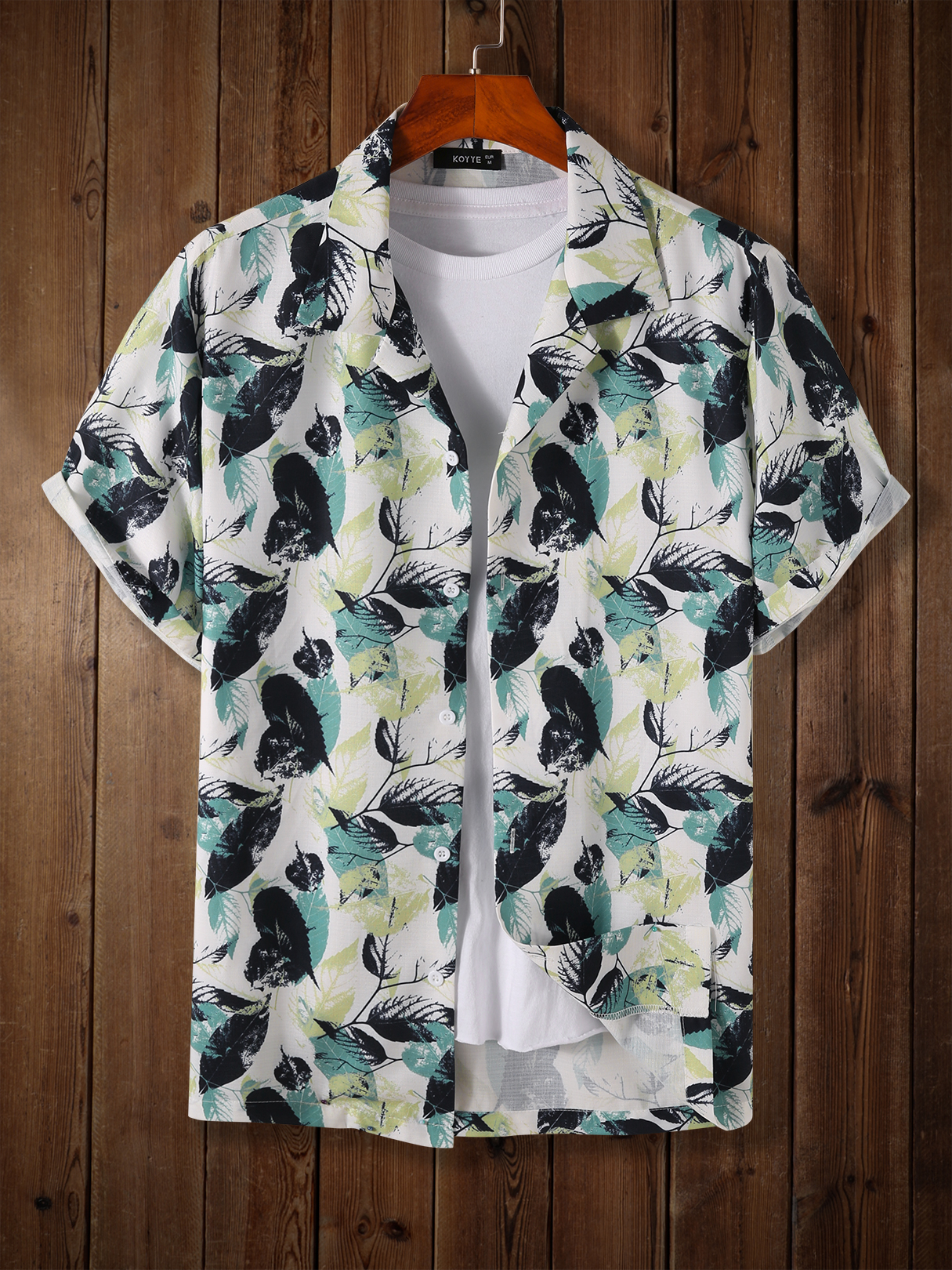 KOYYE Men Tropical Bohemian Beach Holiday Shirt