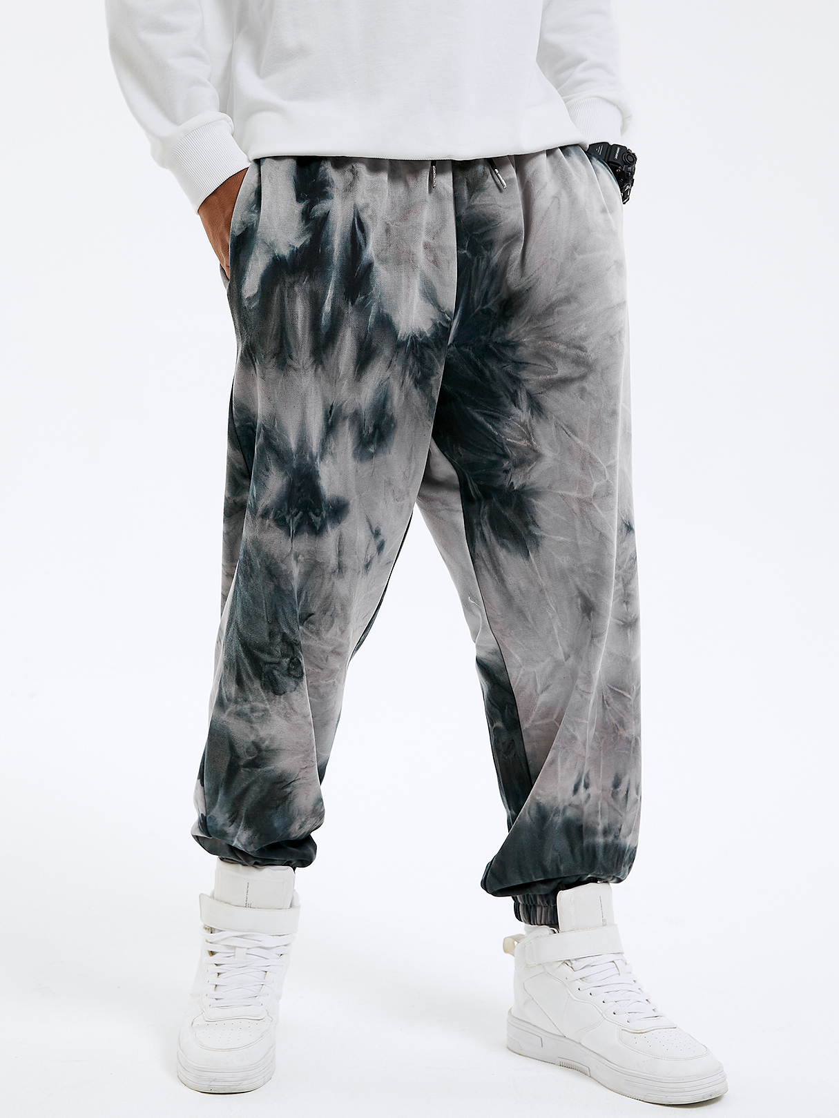 Men Casual Tie Dye Print Drawstring Casual Pants