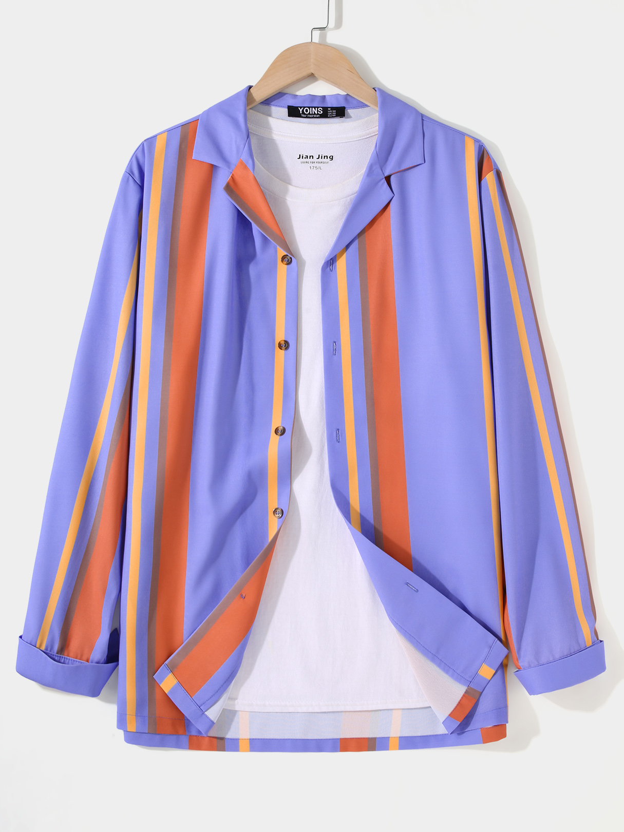 Men Casual Autumn Multicolor Striped Shirt