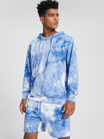Men Tie Dye Hoodies And Shorts Suits