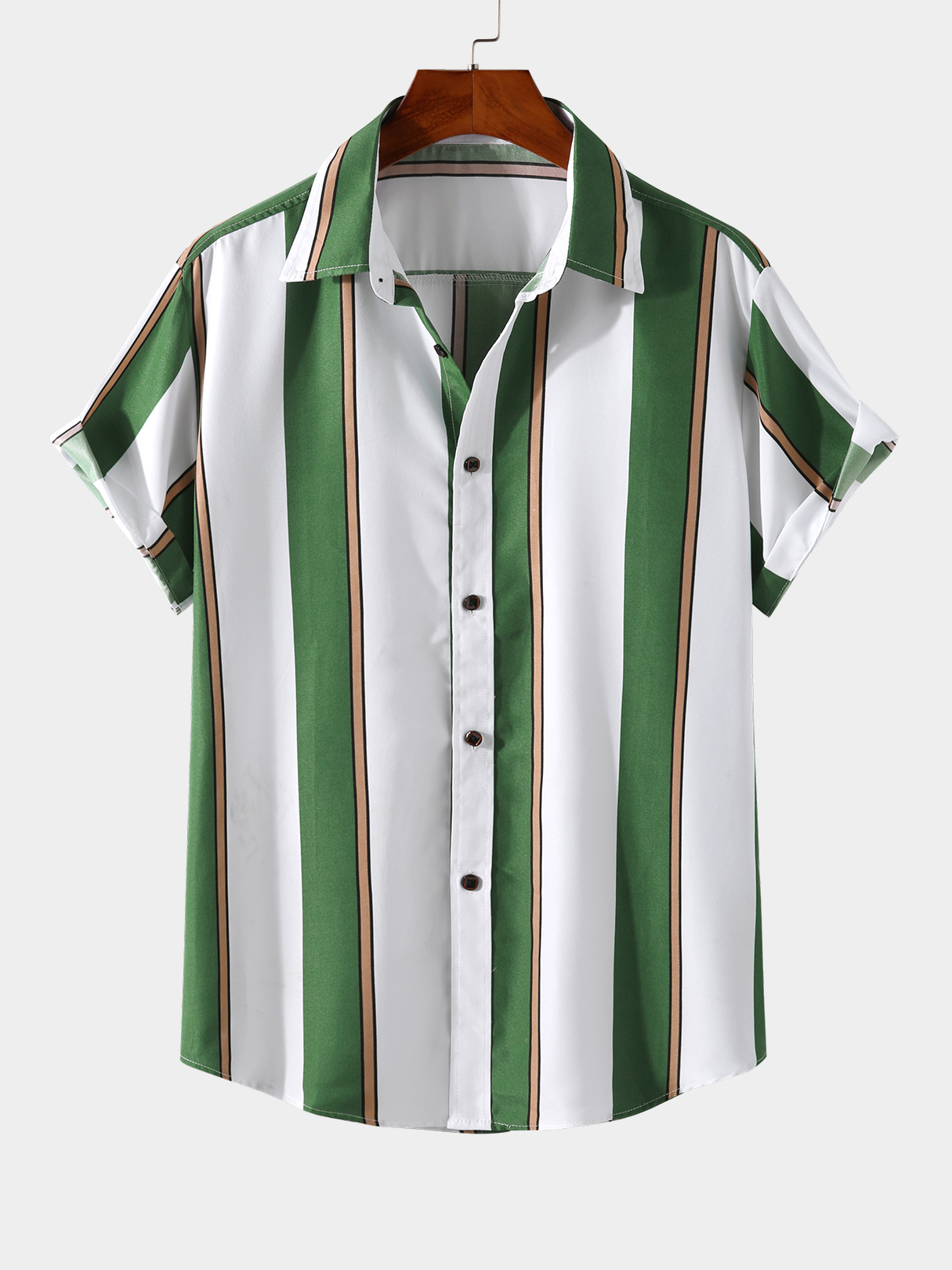 Men Casual Striped Printed Short Sleeve Shirt