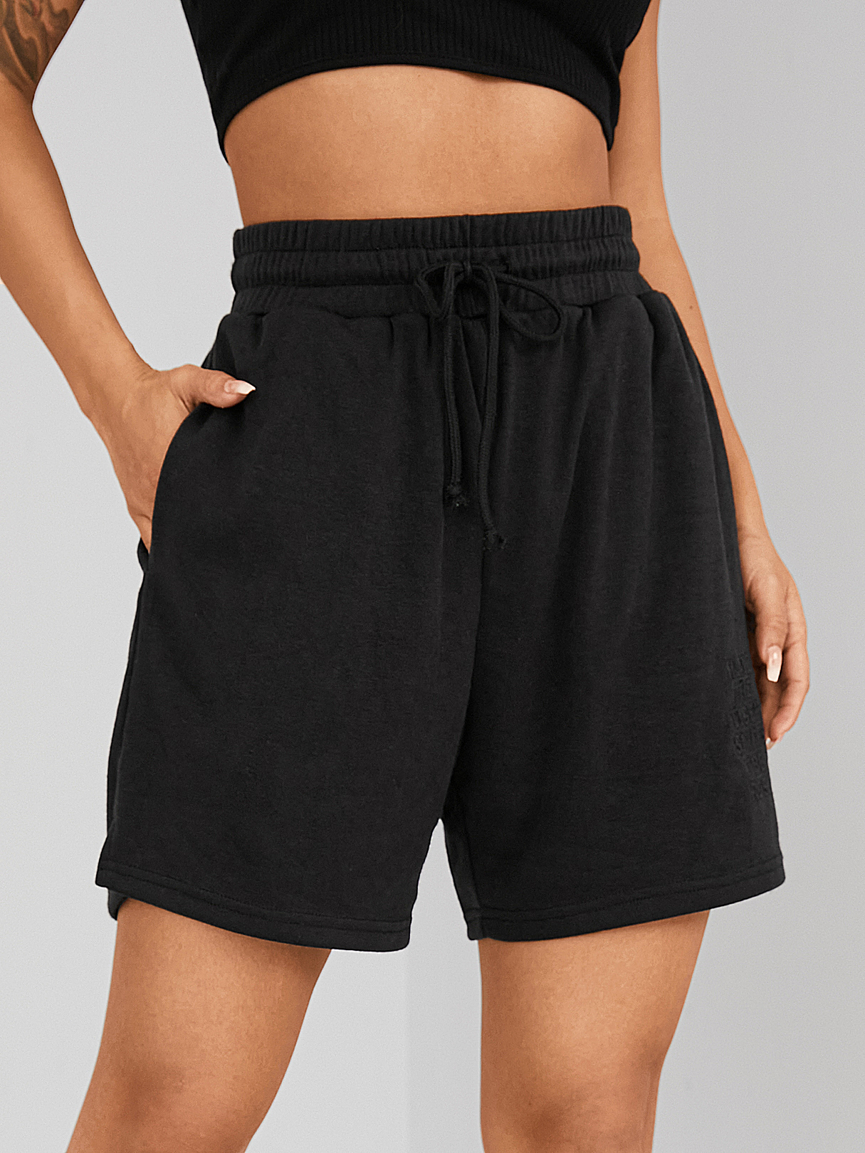 YOINS Letter Side Pockets Drawstring Waist Shorts