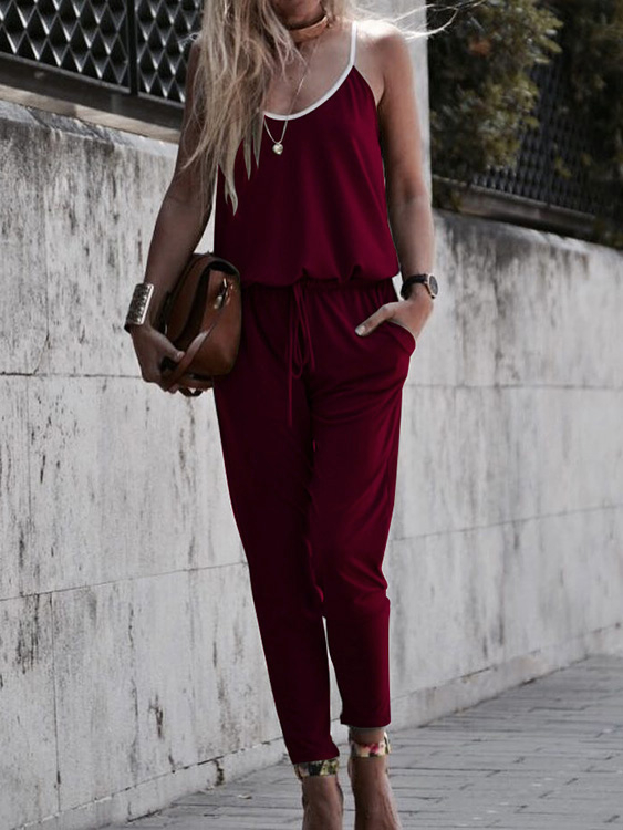 Casual Side Pockets Sleeveless Jumpsuits