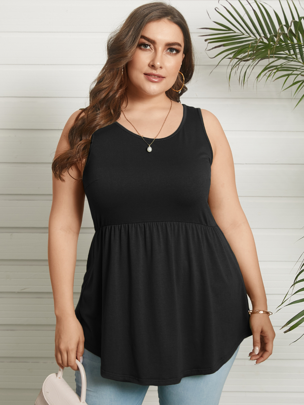 YOINS Plus Size Round Neck Sleeveless Tank Top