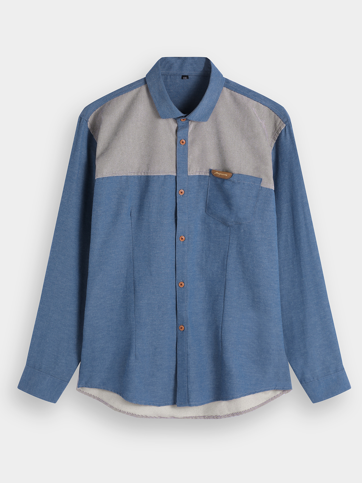 KOYYE Men Casual Patchwork Spliced Color Block Shirt