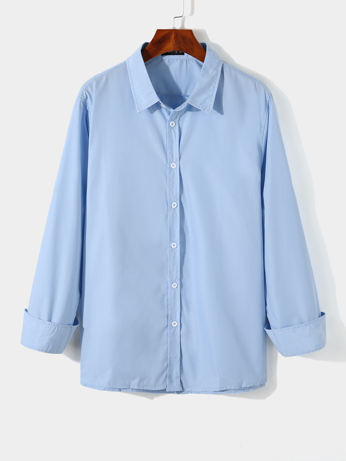 KOYYE Men Casual Plain Casual Office Work Shirt