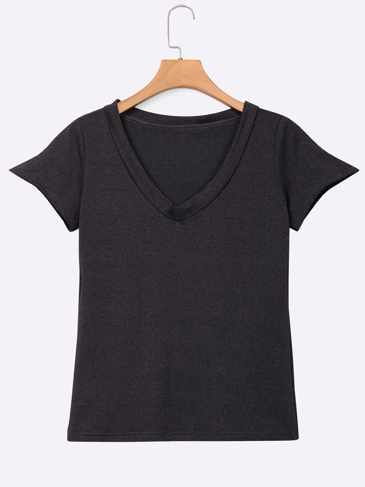 Grey Low Cut V-neck T-shirts