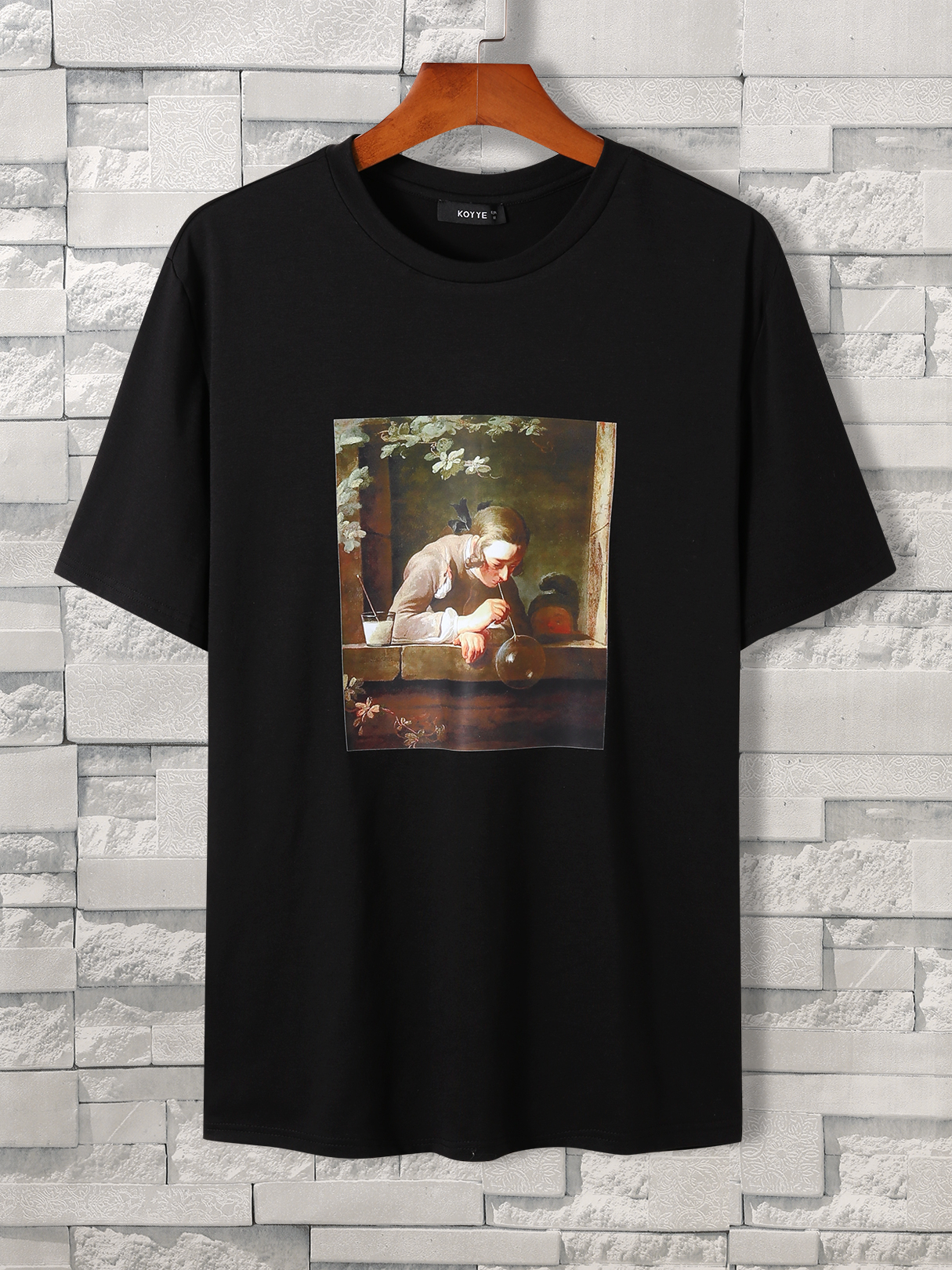 KOYYE Men Casual Figure Graphic T-Shirt