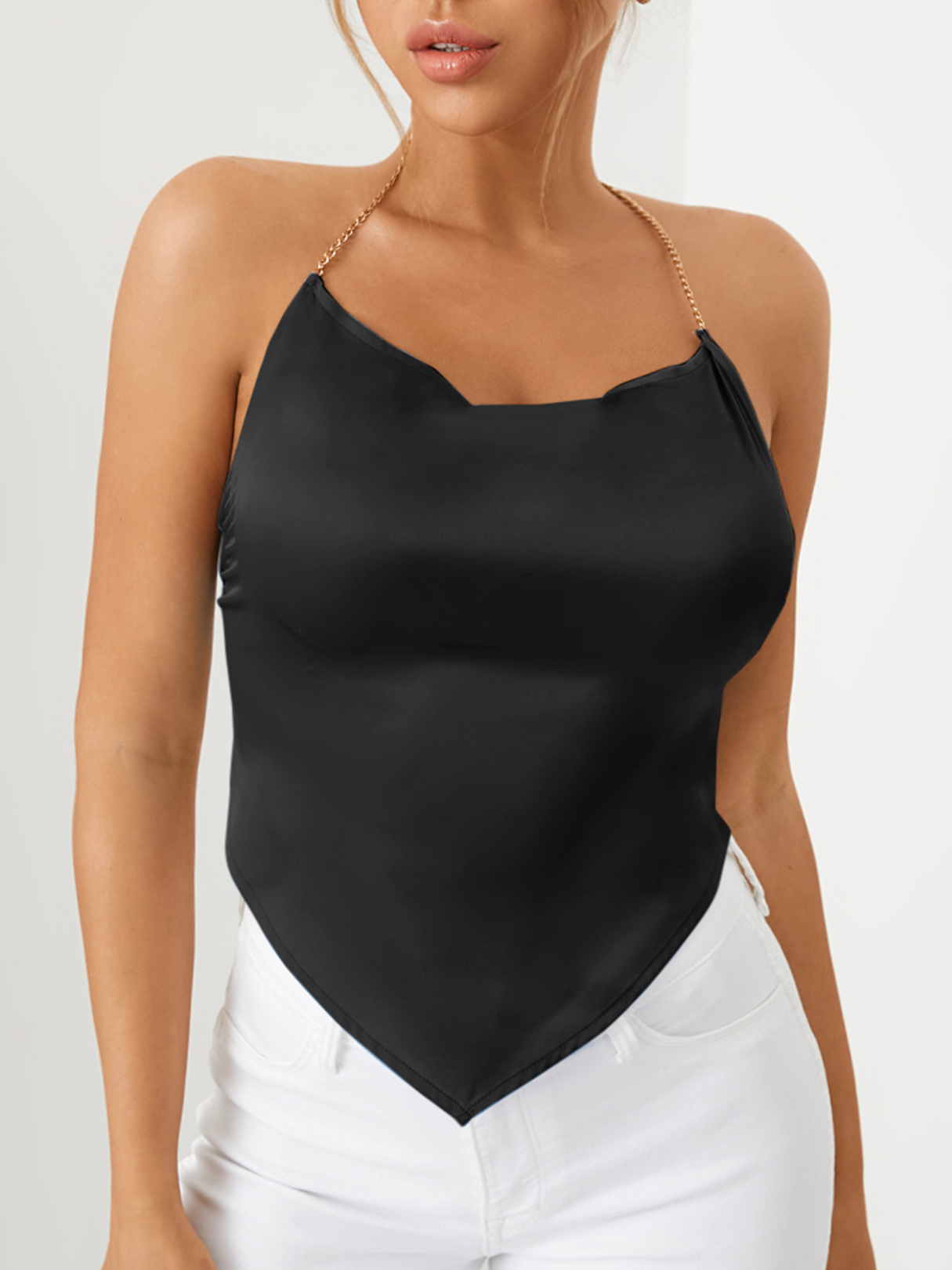 YOINS BASICS Sexy Backless Design Chain Design Halter Sleeveless Cami
