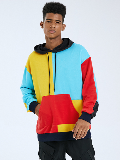 Men Multicolor Color Block Hoodie
