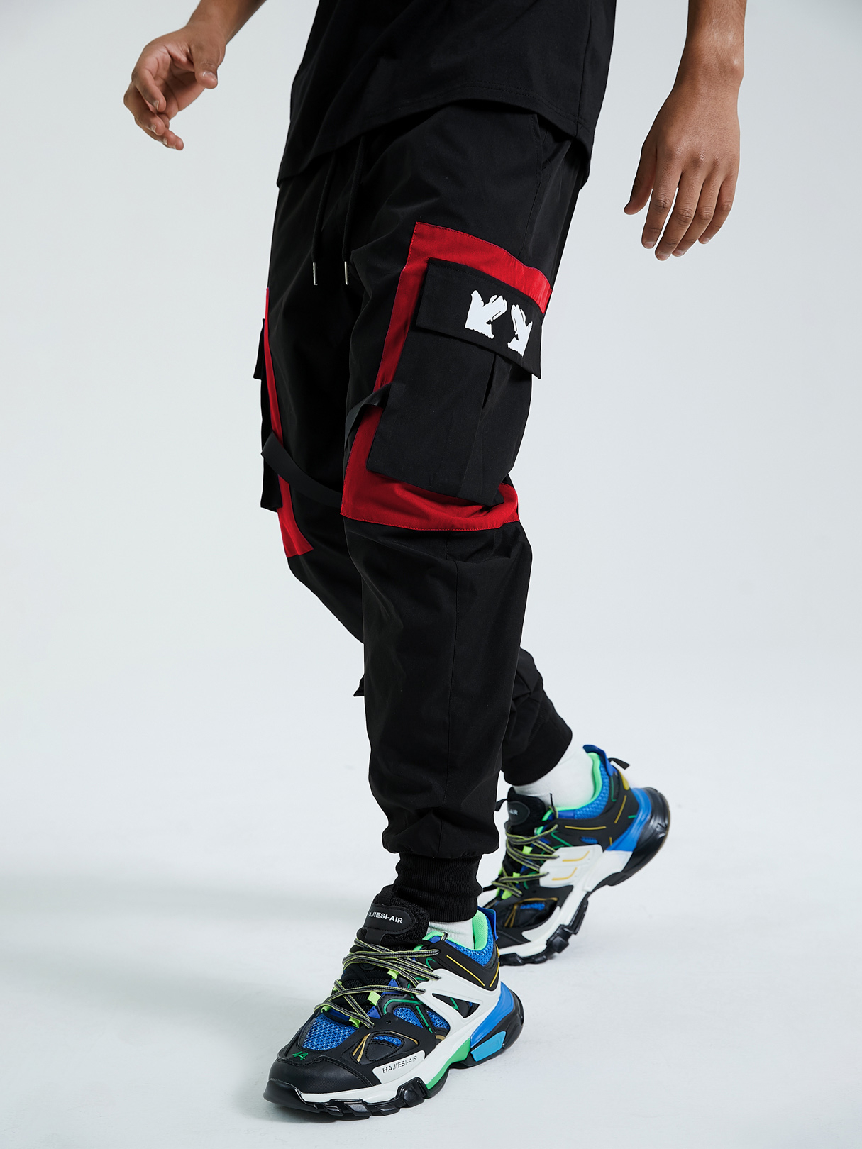 KOYYE Men Casual Hip-Hop Style Patchwork Color Block Cargo Pants