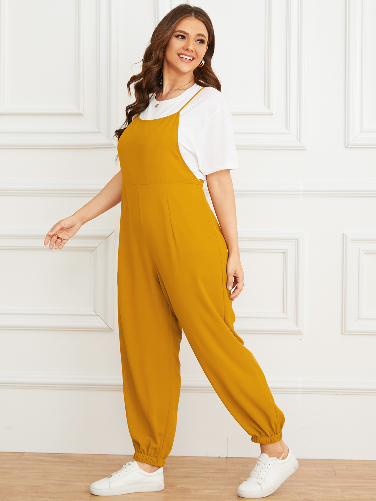 YOINS Plus Size Spaghetti Backless Design Sleeveless Jumpsuit