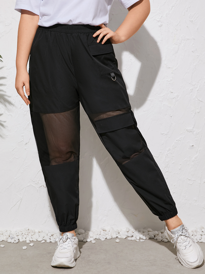 YOINS Plus Size Pocket Design Patchwork Design Pants
