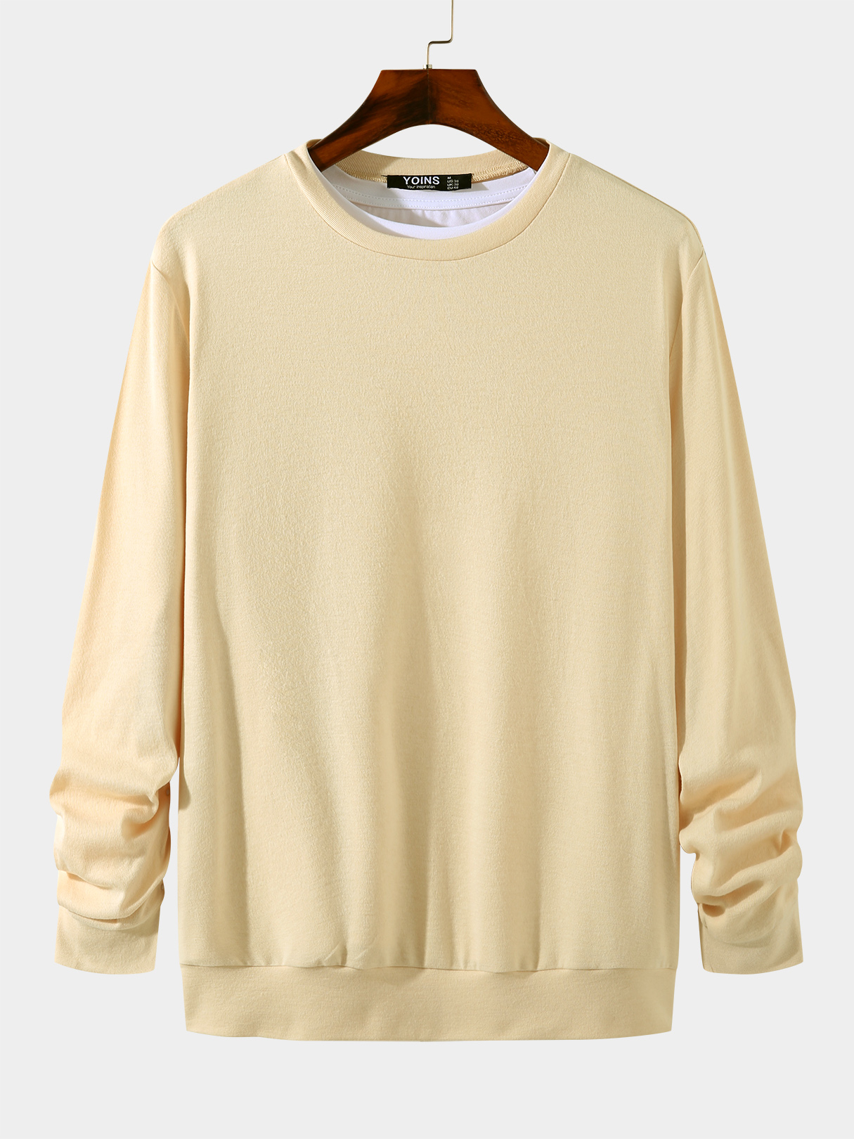 YOINS BASICS Men Plain Crew Neck Super Soft Long Sleeve T-Shirt