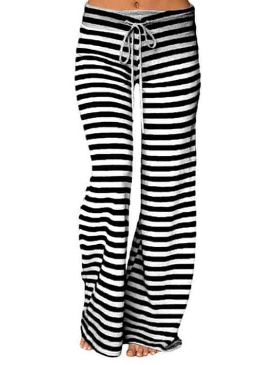 Striped Drawstring Waist Casual Pants