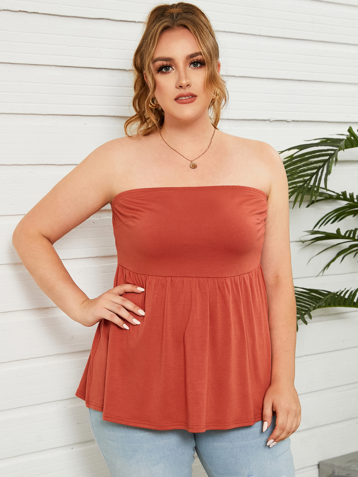 YOINS Plus Size Tube Top Backless Design Sleeveless Cami