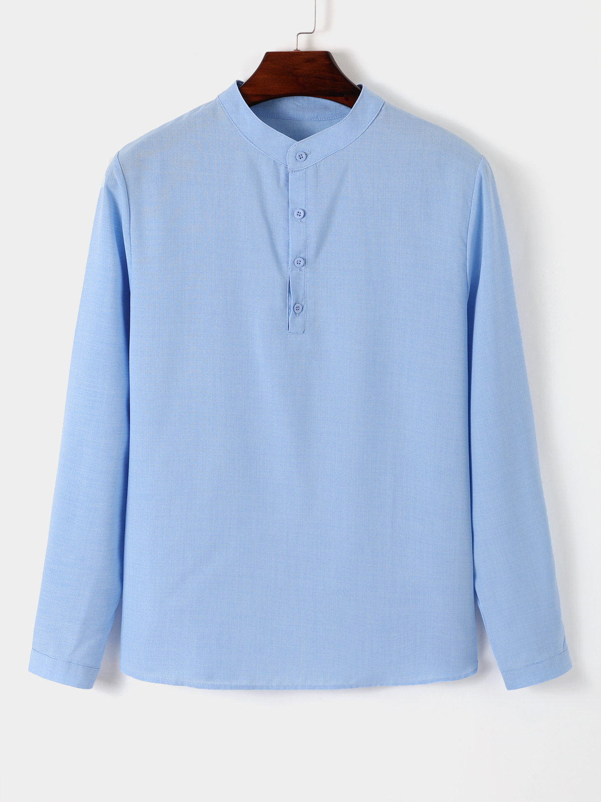 YOINS BASICS Men Casual Solid Color Linen Button Front Long Sleeve Henley Shirt