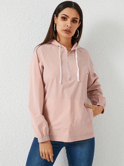 YOINS Pink Hooded Design Pullover Drawstring Hoodie