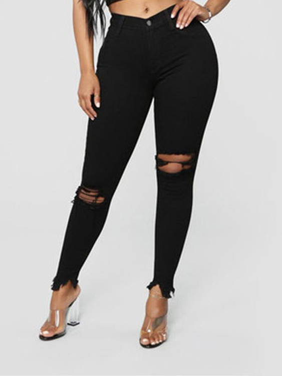 Random Ripped details Low Waisted Denim Pants