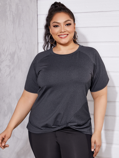 YOINS Plus Size Crew Neck Twist Short Sleeves Tee