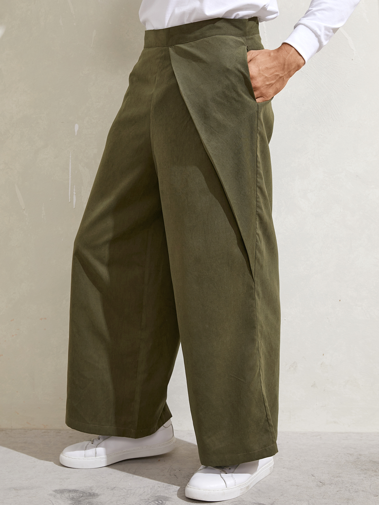 Men Autumn Zipper Loose Leisure Wide Leg Pants