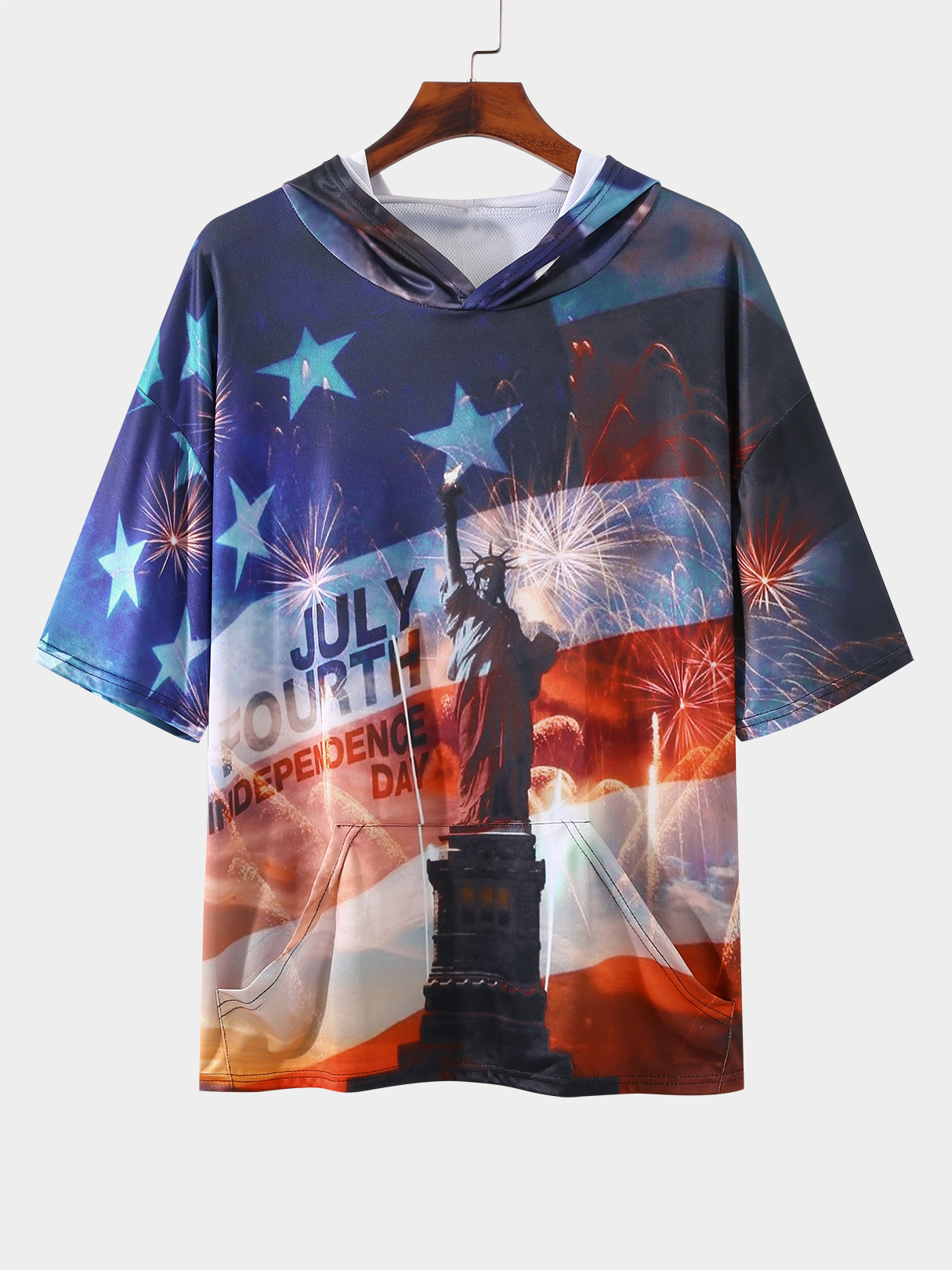 Men Digital Printing Hooded Short Sleeve T-Shirt