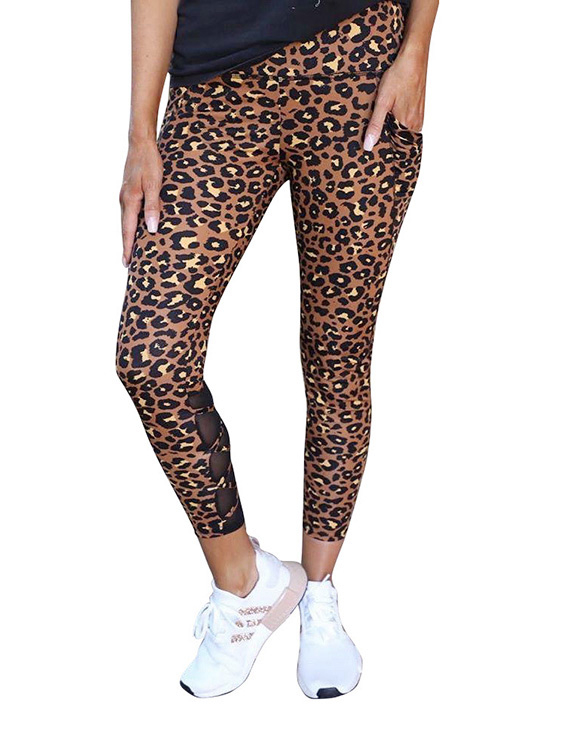 Brown Leopard Side Pockets High Waisted Leggings