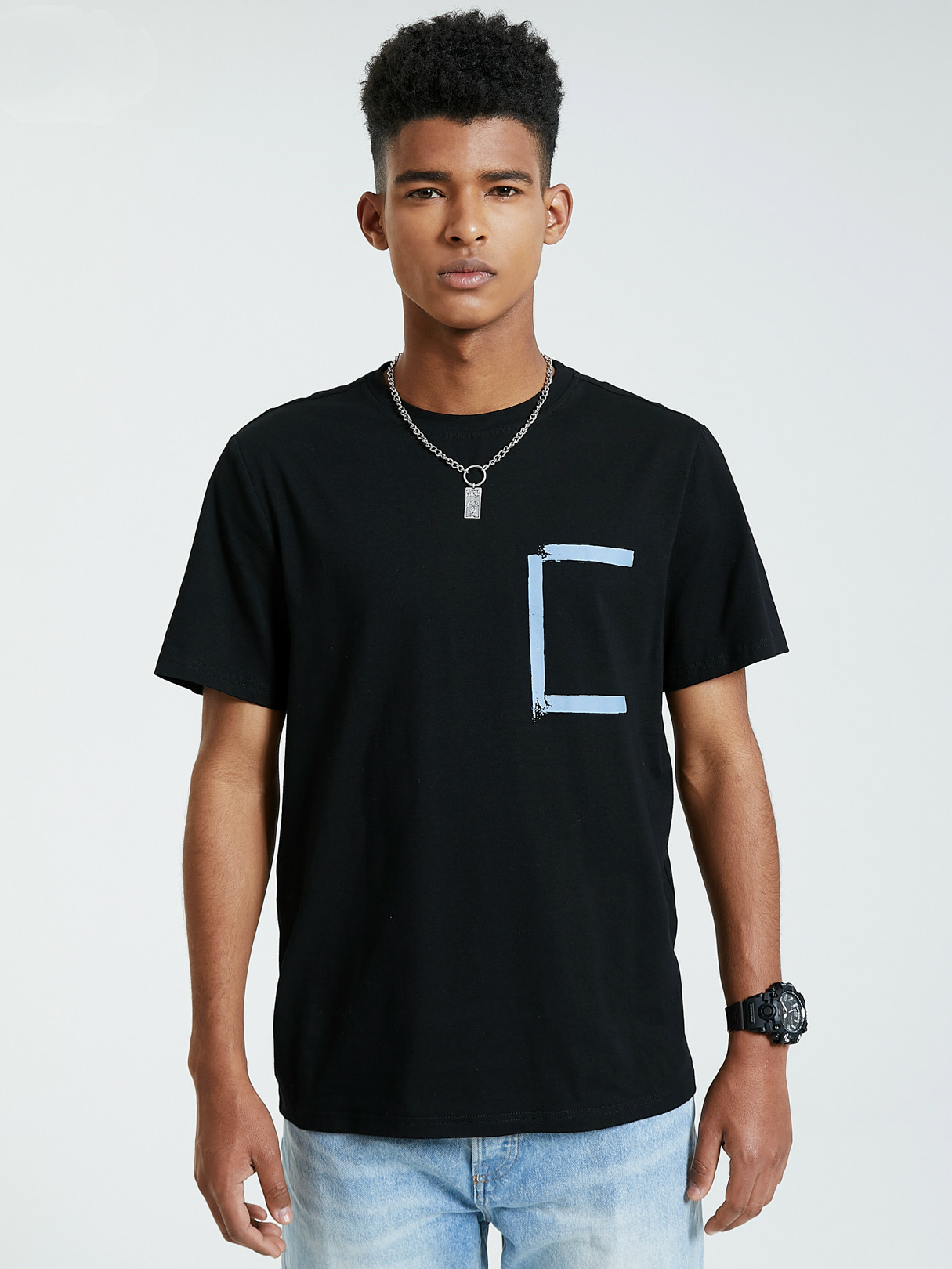 KOYYE Men Casual Plain Graphic T-Shirt