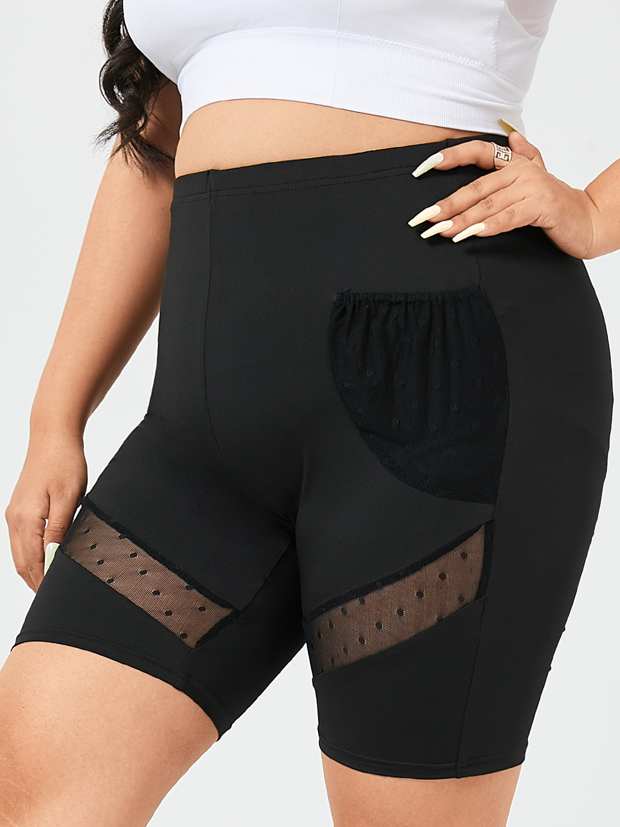 YOINS Plus Size Pocket Design Yoga Leggings Shorts