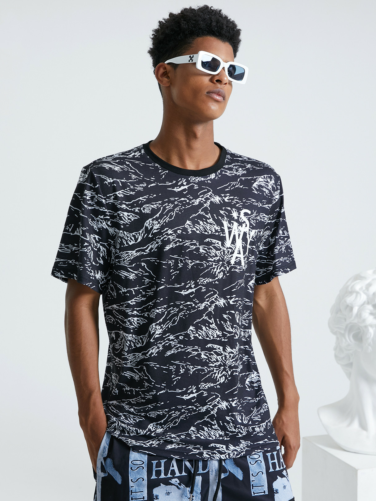 Men Fashion Letter Camo T-shirt