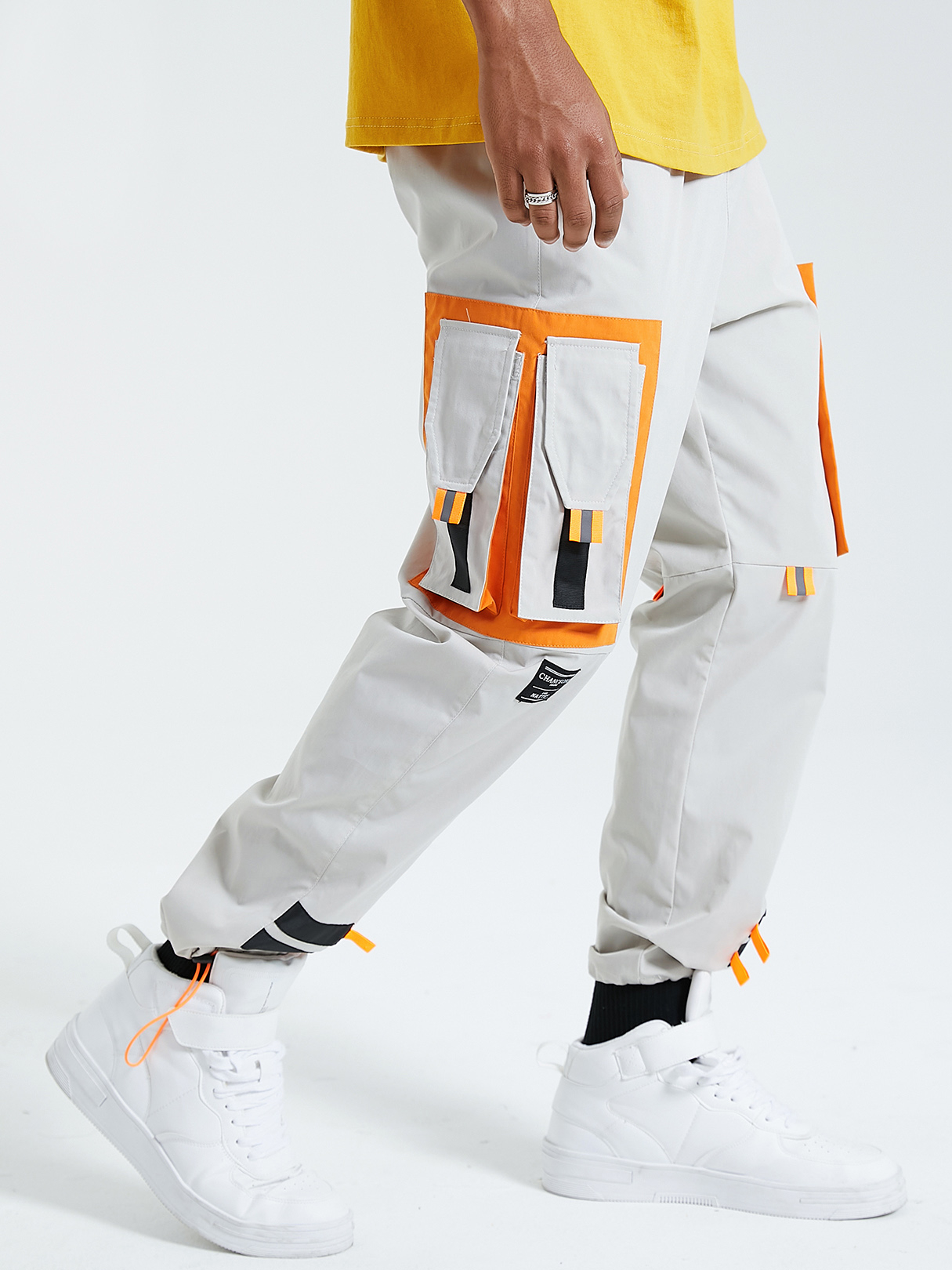 KOYYE Men Fashion Casual Pocket Letter Print Cargo Pants